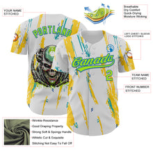 Load image into Gallery viewer, Custom White Neon Green-Blue 3D Halloween Authentic Baseball Jersey