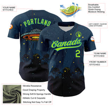 Load image into Gallery viewer, Custom Navy Neon Green-Blue 3D Halloween Authentic Baseball Jersey