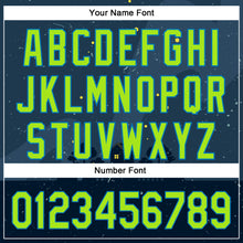 Load image into Gallery viewer, Custom Navy Neon Green-Blue 3D Halloween Authentic Baseball Jersey