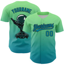 Load image into Gallery viewer, Custom Pea Green Teal-Black 3D Halloween Authentic Baseball Jersey