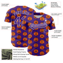 Load image into Gallery viewer, Custom Purple White 3D Halloween Authentic Baseball Jersey