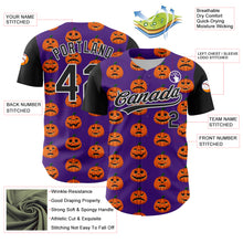 Load image into Gallery viewer, Custom Purple Black-White 3D Halloween Authentic Baseball Jersey
