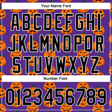 Load image into Gallery viewer, Custom Purple Black-White 3D Halloween Authentic Baseball Jersey