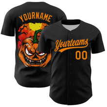 Load image into Gallery viewer, Custom Black Bay Orange 3D Halloween Authentic Baseball Jersey
