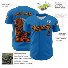 Load image into Gallery viewer, Custom Blue Brown-Bay Orange 3D Halloween Authentic Baseball Jersey