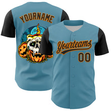 Load image into Gallery viewer, Custom Shadow Blue Black-Bay Orange 3D Halloween Authentic Baseball Jersey