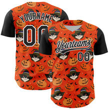 Load image into Gallery viewer, Custom Orange Black-White 3D Halloween Authentic Baseball Jersey