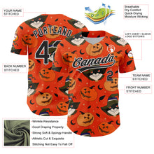 Load image into Gallery viewer, Custom Orange Black-White 3D Halloween Authentic Baseball Jersey