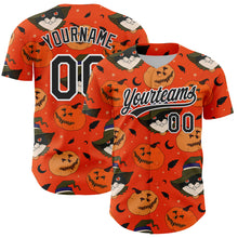Load image into Gallery viewer, Custom Orange Black-White 3D Halloween Authentic Baseball Jersey