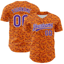 Load image into Gallery viewer, Custom Bay Orange Purple-White 3D Halloween Authentic Baseball Jersey