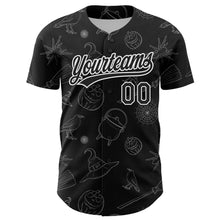 Load image into Gallery viewer, Custom Black White 3D Halloween Authentic Baseball Jersey