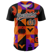 Load image into Gallery viewer, Custom Orange Black-Purple 3D Halloween Authentic Baseball Jersey