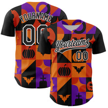 Load image into Gallery viewer, Custom Orange Black-Purple 3D Halloween Authentic Baseball Jersey