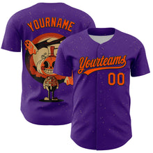 Load image into Gallery viewer, Custom Purple Orange-Black 3D Halloween Authentic Baseball Jersey
