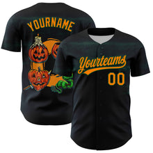 Load image into Gallery viewer, Custom Black Bay Orange-Green 3D Halloween Authentic Baseball Jersey