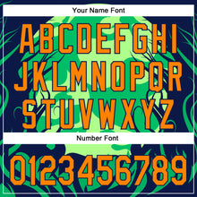 Load image into Gallery viewer, Custom Neon Green Bay Orange-Navy 3D Halloween Authentic Baseball Jersey