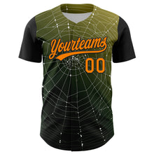 Load image into Gallery viewer, Custom Black Bay Orange 3D Halloween Authentic Baseball Jersey