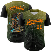 Load image into Gallery viewer, Custom Black Bay Orange 3D Halloween Authentic Baseball Jersey