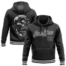 Load image into Gallery viewer, Custom Stitched Black White 3D Halloween Sports Pullover Sweatshirt Hoodie