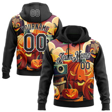 Load image into Gallery viewer, Custom Stitched Black White 3D Halloween Sports Pullover Sweatshirt Hoodie