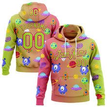 Load image into Gallery viewer, Custom Stitched Neon Green Hot Pink 3D Halloween Gradient Sports Pullover Sweatshirt Hoodie