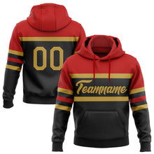 Load image into Gallery viewer, Custom Stitched Black Old Gold-Red Line Sports Pullover Sweatshirt Hoodie