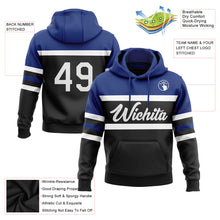 Load image into Gallery viewer, Custom Stitched Black White-Royal Line Sports Pullover Sweatshirt Hoodie
