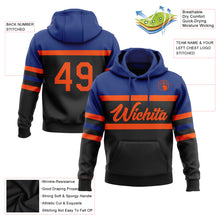 Load image into Gallery viewer, Custom Stitched Black Orange-Royal Line Sports Pullover Sweatshirt Hoodie
