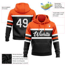 Load image into Gallery viewer, Custom Stitched Black White-Orange Line Sports Pullover Sweatshirt Hoodie