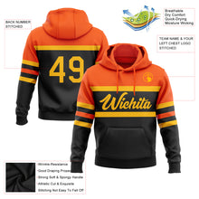 Load image into Gallery viewer, Custom Stitched Black Gold-Orange Line Sports Pullover Sweatshirt Hoodie