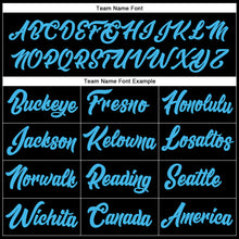 Load image into Gallery viewer, Custom Stitched Black Sky Blue-Pink Line Sports Pullover Sweatshirt Hoodie