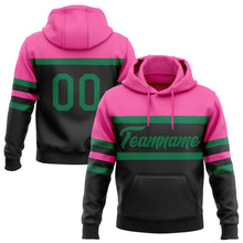 Load image into Gallery viewer, Custom Stitched Black Kelly Green-Pink Line Sports Pullover Sweatshirt Hoodie