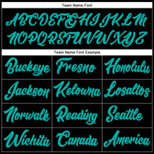 Load image into Gallery viewer, Custom Stitched Black Aqua-Pink Line Sports Pullover Sweatshirt Hoodie