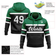 Load image into Gallery viewer, Custom Stitched Black White-Kelly Green Line Sports Pullover Sweatshirt Hoodie