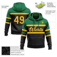 Load image into Gallery viewer, Custom Stitched Black Yellow-Kelly Green Line Sports Pullover Sweatshirt Hoodie
