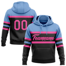 Load image into Gallery viewer, Custom Stitched Black Pink-Light Blue Line Sports Pullover Sweatshirt Hoodie