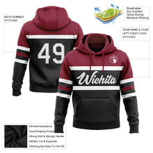 Load image into Gallery viewer, Custom Stitched Black White-Crimson Line Sports Pullover Sweatshirt Hoodie