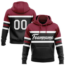Load image into Gallery viewer, Custom Stitched Black White-Crimson Line Sports Pullover Sweatshirt Hoodie