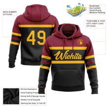 Load image into Gallery viewer, Custom Stitched Black Gold-Crimson Line Sports Pullover Sweatshirt Hoodie