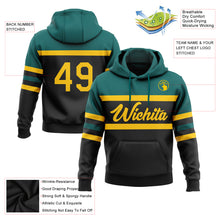 Load image into Gallery viewer, Custom Stitched Black Yellow-Teal Line Sports Pullover Sweatshirt Hoodie
