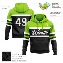 Load image into Gallery viewer, Custom Stitched Black White-Neon Green Line Sports Pullover Sweatshirt Hoodie