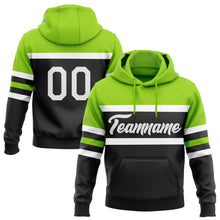 Load image into Gallery viewer, Custom Stitched Black White-Neon Green Line Sports Pullover Sweatshirt Hoodie