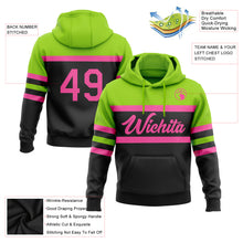 Load image into Gallery viewer, Custom Stitched Black Pink-Neon Green Line Sports Pullover Sweatshirt Hoodie