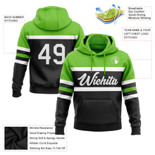Load image into Gallery viewer, Custom Stitched Black White-Aurora Green Line Sports Pullover Sweatshirt Hoodie
