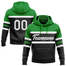 Load image into Gallery viewer, Custom Stitched Black White-Grass Green Line Sports Pullover Sweatshirt Hoodie