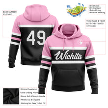 Load image into Gallery viewer, Custom Stitched Black White-Light Pink Line Sports Pullover Sweatshirt Hoodie