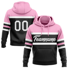 Load image into Gallery viewer, Custom Stitched Black White-Light Pink Line Sports Pullover Sweatshirt Hoodie
