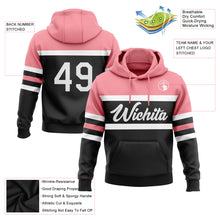 Load image into Gallery viewer, Custom Stitched Black White-Medium Pink Line Sports Pullover Sweatshirt Hoodie