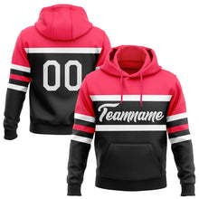 Load image into Gallery viewer, Custom Stitched Black White-Neon Pink Line Sports Pullover Sweatshirt Hoodie