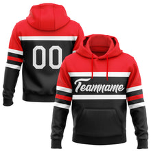 Load image into Gallery viewer, Custom Stitched Black White-Fire Red Line Sports Pullover Sweatshirt Hoodie